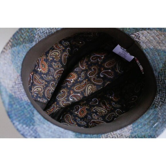 Brand NEW Failsworth Harris Tweed English Blue Plaid Unisex Wool Fedora Hat 7 - Picture 9 of 12